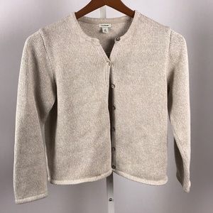 L.L. Bean pearl button cardigan cotton beige MP